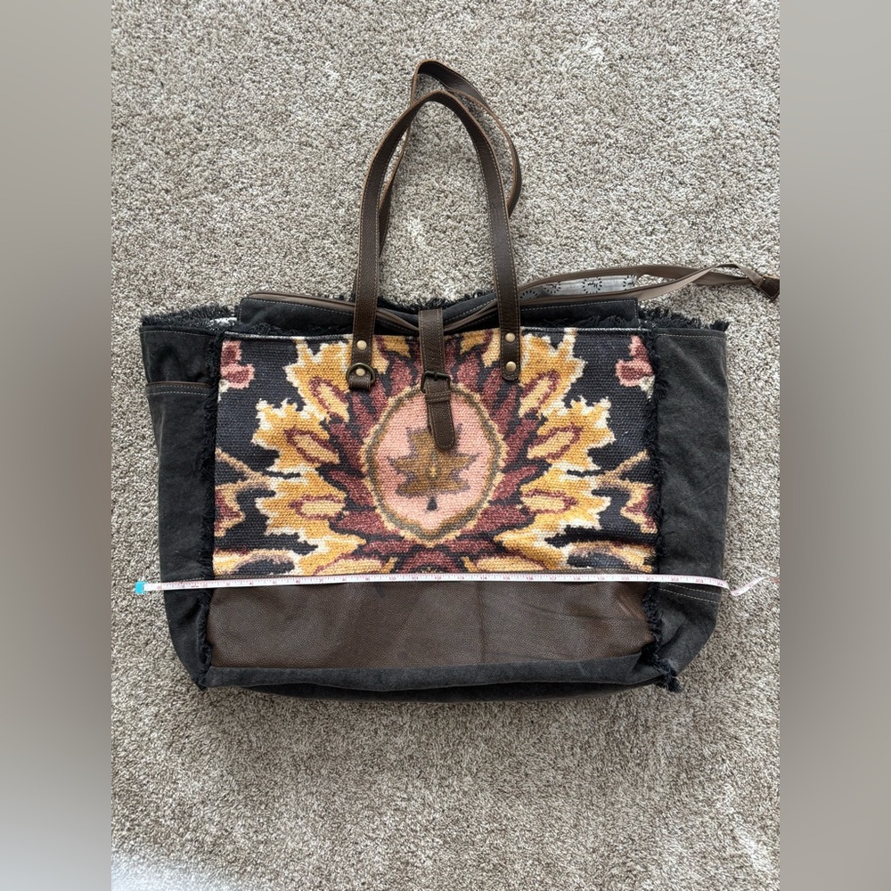Myra Bag Black and Brown Patterned Tote